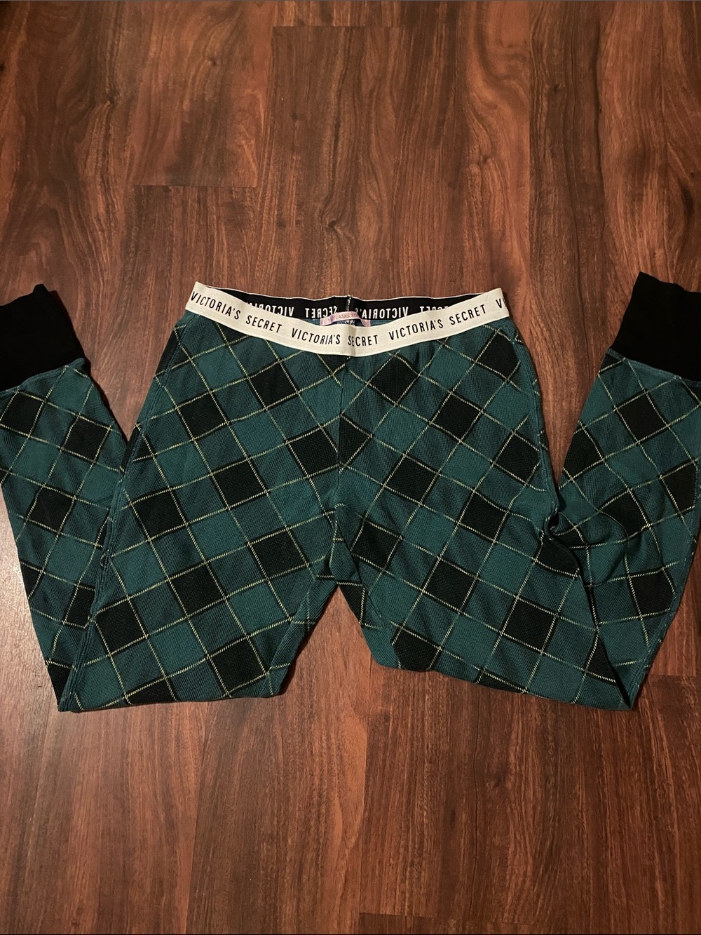 Victoria's Secret Teal and Black Plaid Lounge Pants